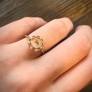 Brilliant Earth 14k Rose Gold 7mm Peach Morganite Ring w/ Diamond Accents